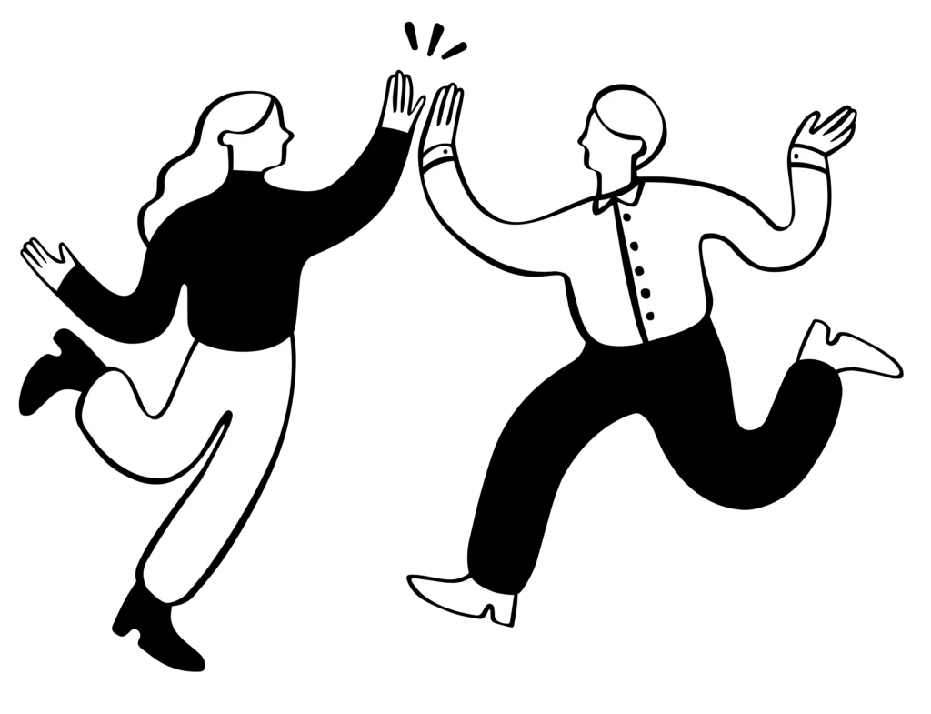 Man and woman giving each other high five