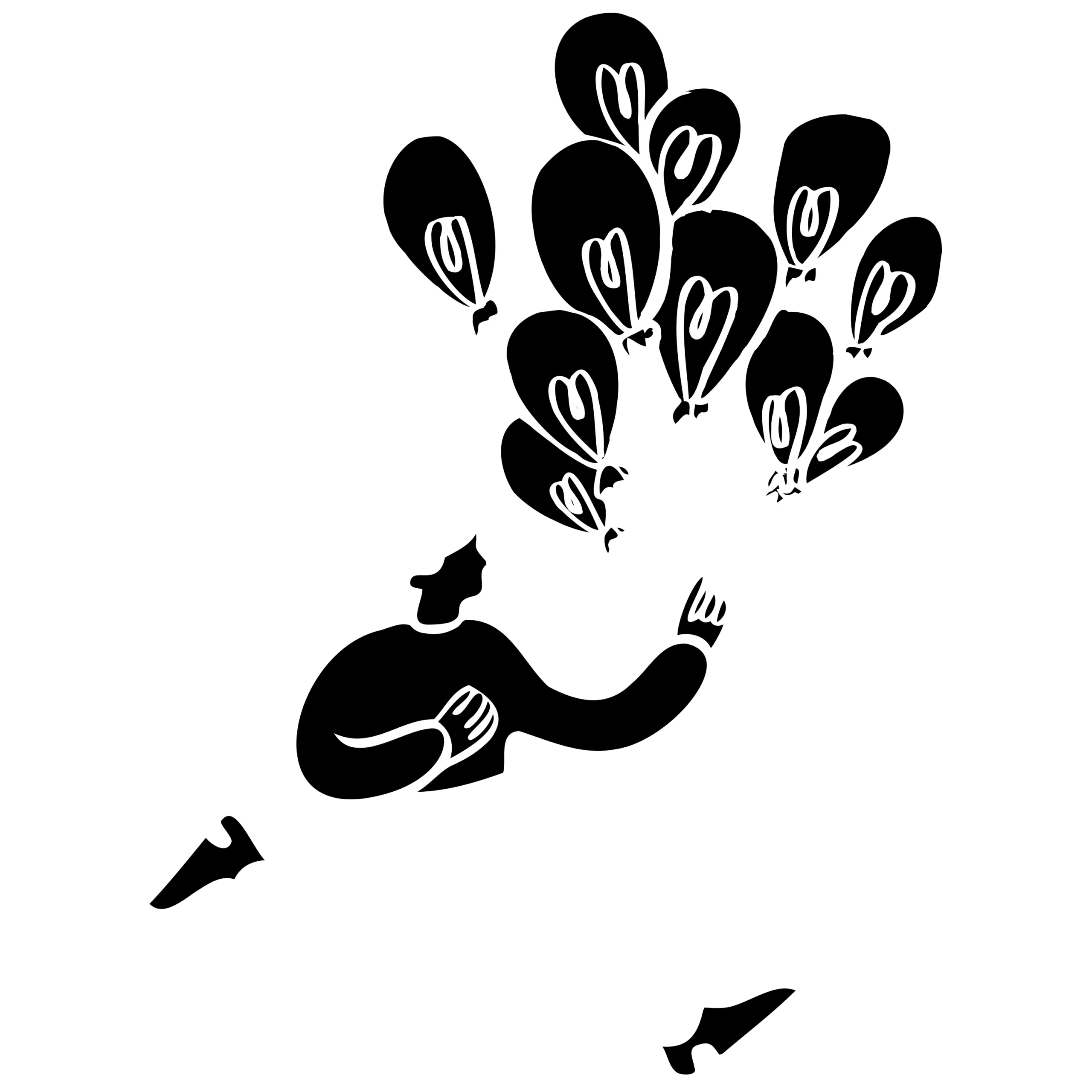 Man running, holding a bunch of balloons, symbolizing ideas.