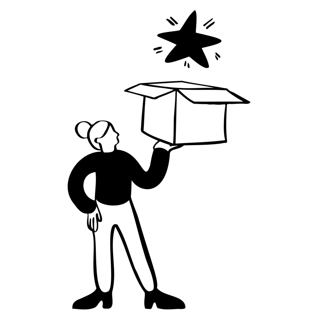 Woman unboxing a surprise star