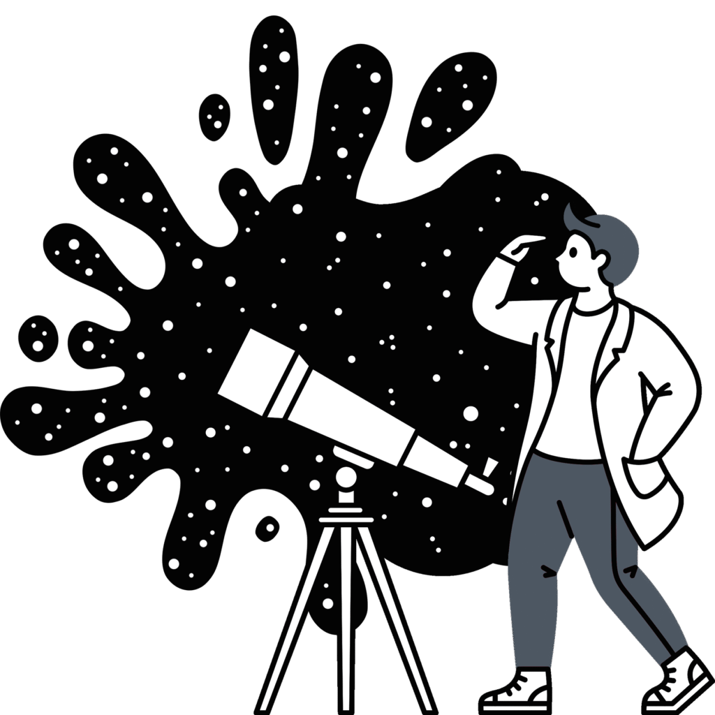 Astronomer Studying Stars With a Telescope Illustration