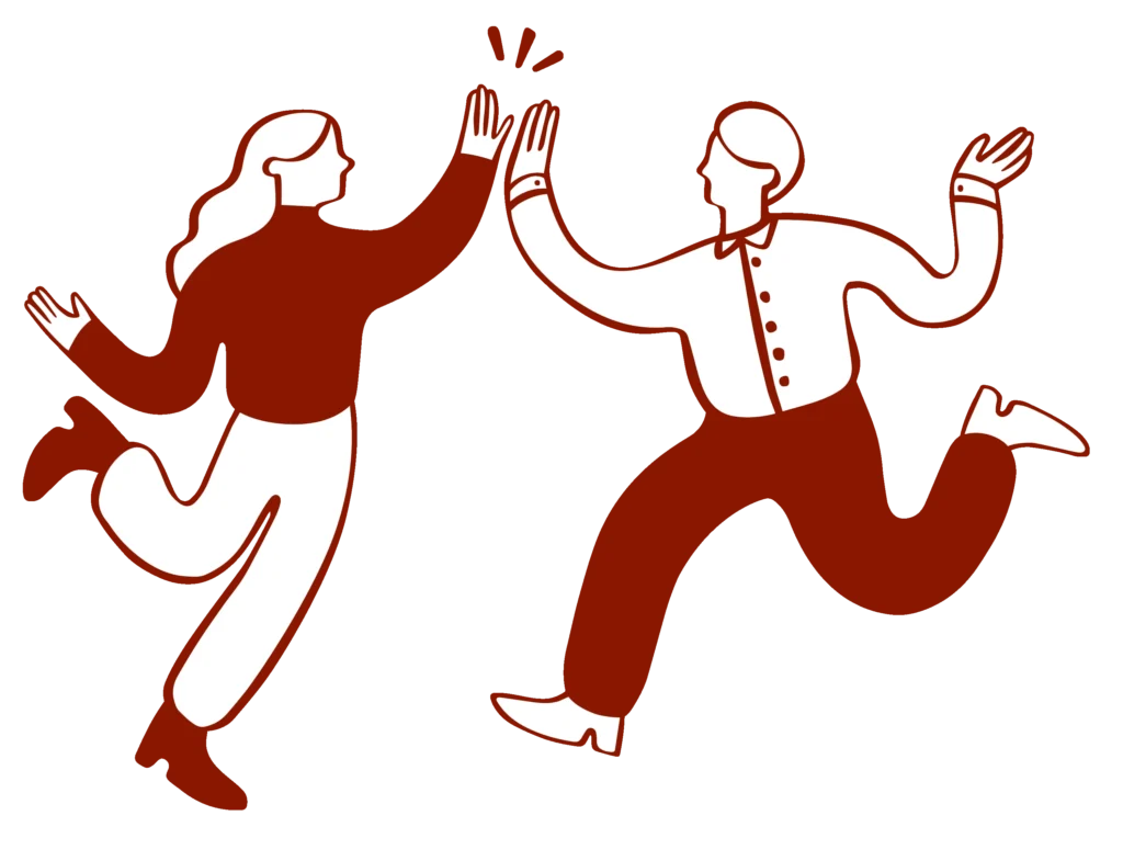 Man and woman giving each other high five